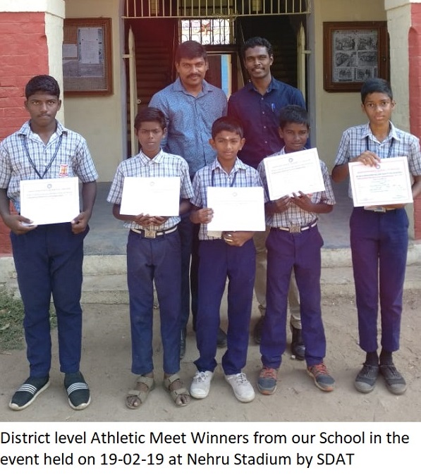 District level Athletic Meet Winners in the  event held on 19-02-19 at Nehru Stadium by SDAT